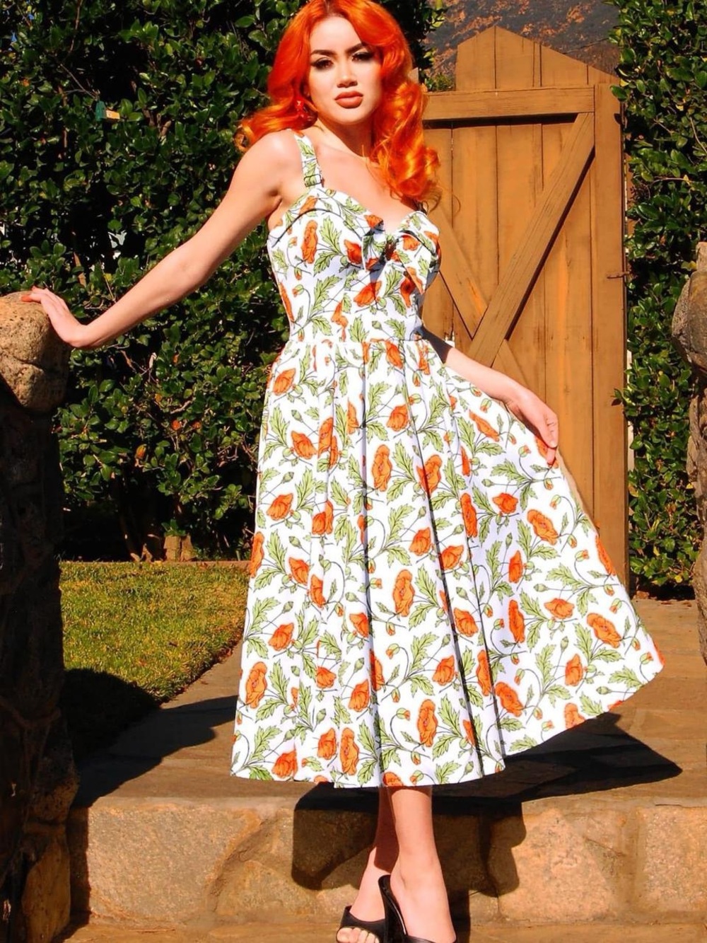 Linda Dress in California Poppies